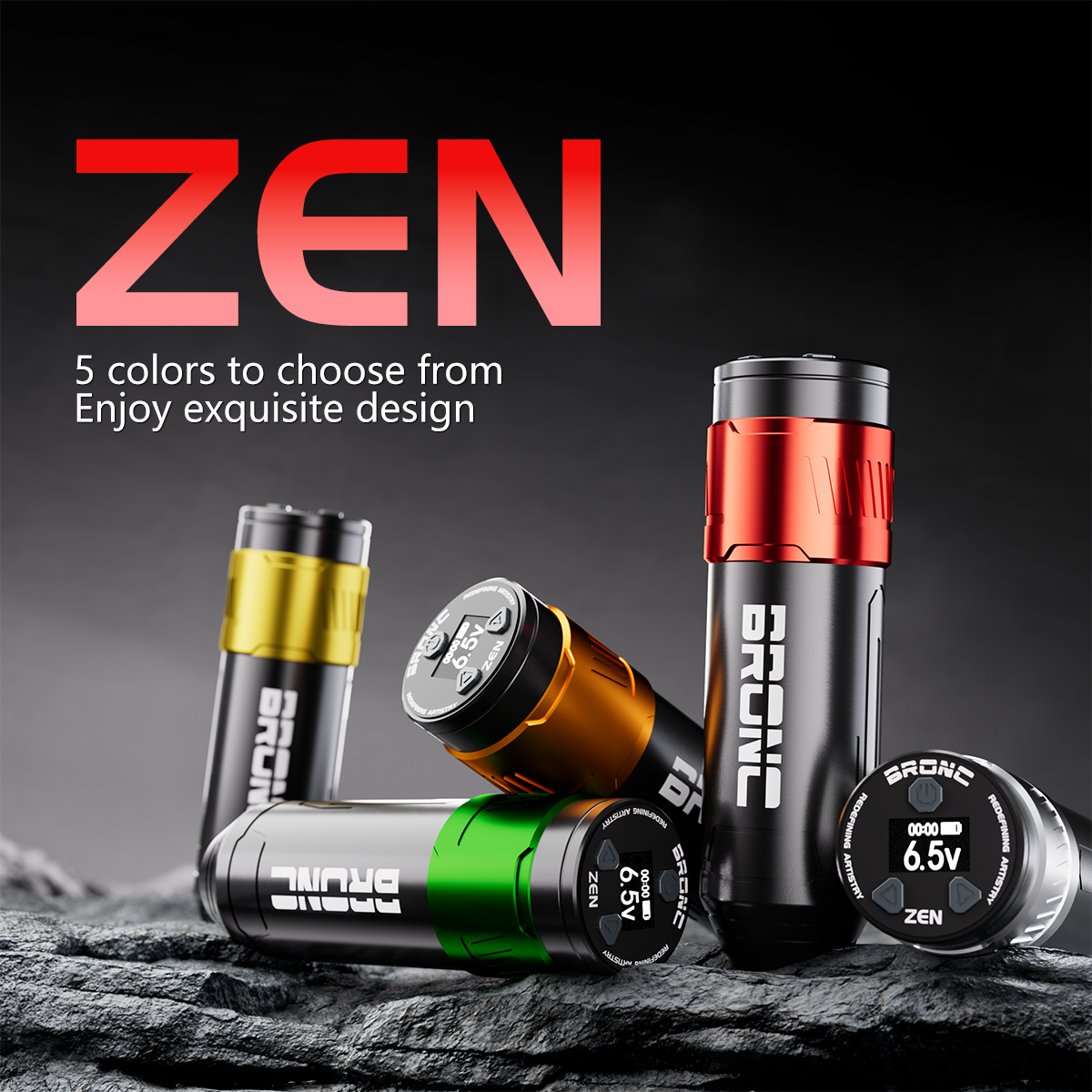 BRONC Tattoo Pen ZEN Short Wireless - Compact and precise tattooing tool from Bronc tattoo supply