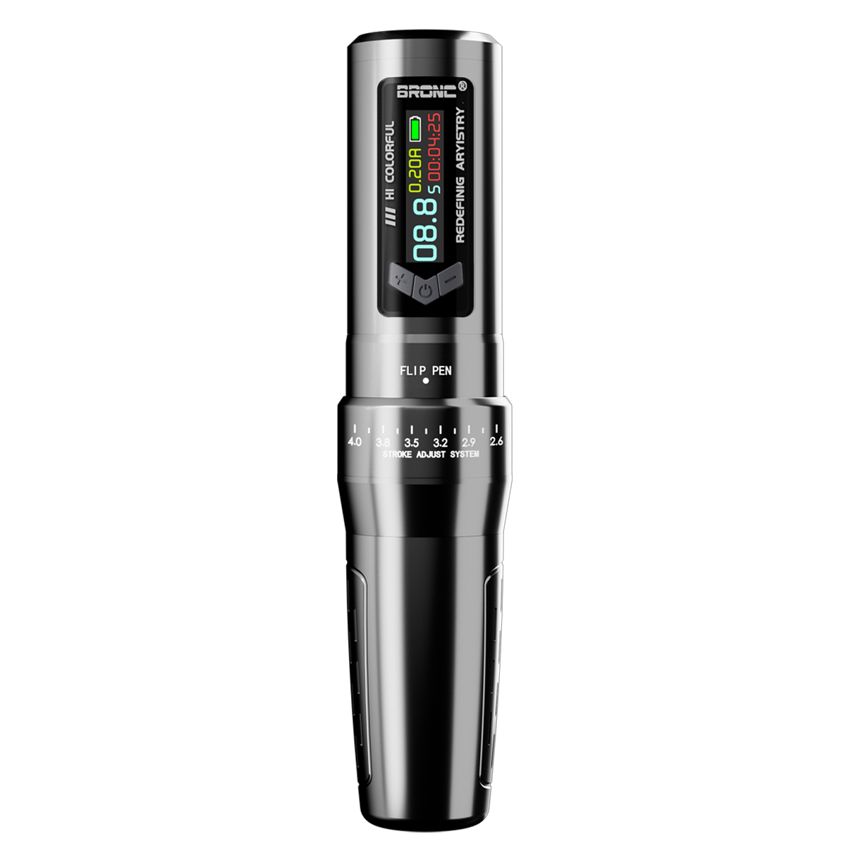 Adjustable wireless pen for SMP & tattoo with lightweight design, fast charging, variable voltage output, and overload protection.