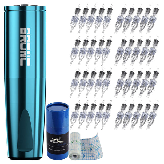 Bronc Ghost Wireless Tattoo Pen Kit with Hummingbird Cartridge Needles and Tattoo Film.