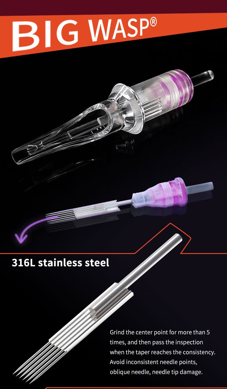 BIGWASP Cartridges Needle Transparent &Textured Needles-Round Shader - BRONC TATTOO SUPPLY