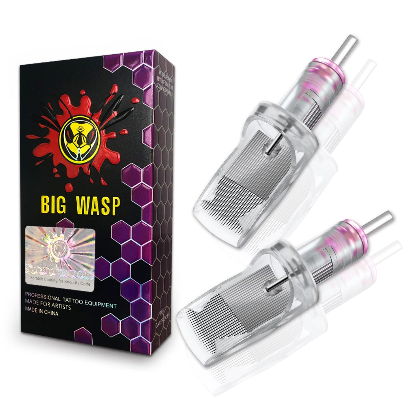 BIG WASP Tattoo Cartridge Large Transparent Needles Soft Edge Magnums - Large transparent soft edge magnum needles by BIG WASP.